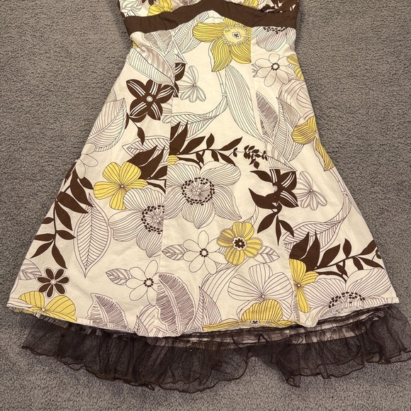 Y2K Babydoll Halter Dress Womens Medium White Floral Ruffle Empire Layered Fairy - Picture 3 of 13